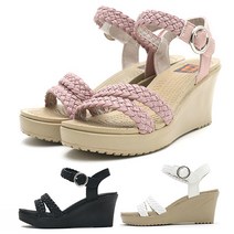 앵난이네 여성 7CM 키높이 웨지힐 스트랩 샌들