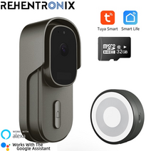 차임벨 경보기 무선벨 문열림센서 도어센서 음성안내기 센서벨 도어벨 tuya video doorbell wifi 무선 유선 도어 벨 dc ac 배터리 전원 1080p 2mp 방수, 초인종 32g