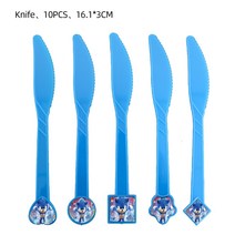 New Cartoon Sonic Party Supplies Boys Birthday Disposable Tableware Set Paper Plate Cup Napkins Baby, 08 10pcs knife