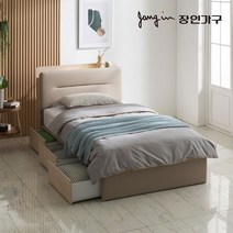 장인가구 엘린 LED 가죽헤드 3서랍 수납침대 SS_프레임[착불], 베이지