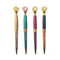 [루미노스]메탈 크리스탈 왕관 볼펜 홍보 필기구 문구 학용품 인쇄가능 판촉물 보석 이쁜 펜[빠른배송], 베이지