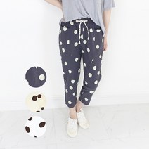 여자 여름 린넨 밴딩 8부 도트 땡땡이 고무줄 마바지