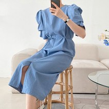 여성 빅사이즈 린넨원피스 퍼프 55사이즈부터 88 99사이즈 중년 봄 여름 롱원피스
