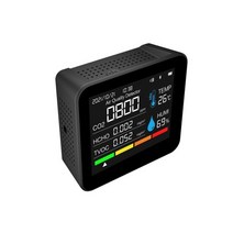포름알데히드측정기 9 in1 공기 품질 모니터 co2 측정기 앱 bt VOC 측정기, 블랙