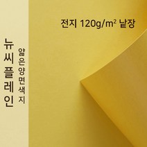 뉴씨플레인 종이문화 얇은 양면색지 120g 전지 낱장 1매 No.43 노랑색, 1장