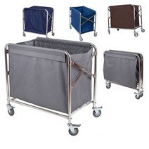 접이식 세탁물 수거함 카트 호텔 병원 사우나 타올, 접이식 그레이(87)+가방