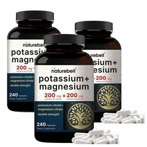 네이처벨 포타슘 칼륨 200mg 마그네슘 200mg 240 캡슐 NatureBell Potassium Magnesium, 3개