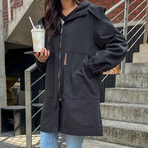 로로텐 후드 야상 하프 집업 점퍼 오버핏 여성 빅사이즈