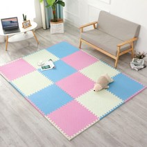 로마팸 애견 층간소음 강아지 퍼즐 매트 60*60 두께2cm 4p, 블루