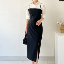 퍼니걸스 9501 나시 끈 뷔스티에 트임 롱 원피스 여성의류