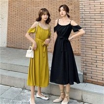 오노마 오노마 ONM 봄 여름 원피스 어깨트임 나시 리본 플레어 스커트 (8055630)