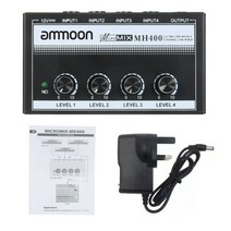오디오 믹서 인터페시아 사운드 음향 마이크 콘솔 Ammoon MH400 MX400 4 채, MH400 UK Plug