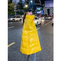 벨트롱패딩 여성 여자 더플 오리털 광택 노란색 긴 겨울 퍼퍼 자켓 가을 ​​2022 대형 코트 한국 패션 streetwear y2k 느슨한 파카