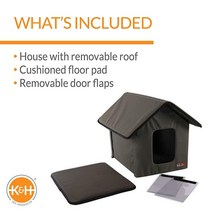 K&H PET PRODUCTS 오리지널 아웃도어 키티 하우스 고양이 쉘터 올리브 그린 18 X 22 17 인치 1281125, Barn Design_Unheated