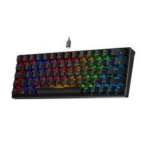 KA6406 키보드 RGB USB 기계 게임 키보드 64 키 유선 분리형 케이블 휴대용 게이머 키보드 레드 스위치 키 캡, Black
