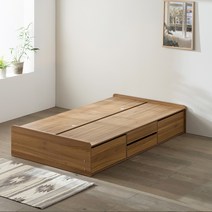 [통수납으로 튼튼] 파로마 딜라잇 무헤드 통수납 침대 슈퍼싱글 프레임만 원룸침대, 헤이즐넛