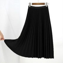 빅사이즈 롱스커트 롱치마 여성 실크 주름 고무줄 밴딩 중년 미시룩