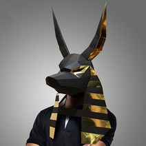 DIY 페이퍼크레프트 종이 3D 만들기 그림 리퍼 아누비스 마스크 종이 모델 낮은 폴리 3D Papercraft 아트, 01 RTY163
