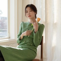 DRN393 슬림핏 트위드 원피스