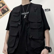 남성 멀티 포켓 다용도 주머니 썸머룩 여름 조끼 반팔아노락 여름 베스트 모던한 루즈한 커플 밀리터리
