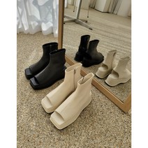 오픈토 스판 통굽 앵글 샌들 6.5cm 키높이 플랫폼 토오픈 발목 부츠