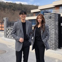 와이샵 / RU 챠콜 커플 시밀러룩 봄 가을 울 체크자켓