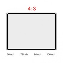 프로젝션 스크린 60-100 인치 휴대용 FOLDABLE 비 주름 화이트 프로젝터 커튼 4:3 TELON PARA PROYECTOR, 72 인치