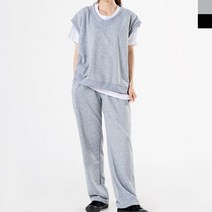 여성 트레이닝 세트 여자 와이드 팬츠 베스트 반팔 여름 츄리닝 운동복 잠옷 홈웨어 파자마 실내복 슬립 웨어