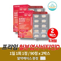 멀티 약국 남성 여성 철분제 비타민d 철분 보충제 엽산 비타민D 구리 푸마르산제일철 90정 2박스 6개월 대용량