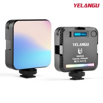 유튜브용 마이크 YELANGU RGB 비디오 라이트 미니 LED 카메라 라이트 W64 6W CRI95 + Rechargable 패널 램, 01 Black