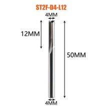 Dreanique-3.175mm 4mm 6mm 8mm 생크 2 플루트 텅스텐 카바이드 엔드밀 CNC 라우터 비트 스트레이트 슬롯 밀링 커터, ST2F-D4.0-L12