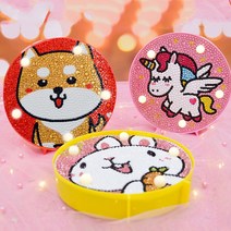 집에서하는취미 LED 보석십자수 전구조립형 비즈십자수 원형액자식 비즈공예 공방, LED보석십자수(18시바견)