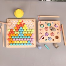 원목 아기 유아 몬테소리 소근육발달 색상인지 분류 장난감 촉감 구슬교구, G
