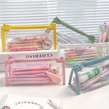 투명 PVC 사각 다용도 필통 파우치 멀티 세면 여행 펜슬케이스 수영장 여성 방수, 옐로우, 본상품선택