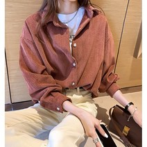코듀로이셔츠 여성 봄가을 클래식 홍콩무드 디자인감각 보이핏 볼륨 상의 두꺼운 겹겹이 입기 화이트 와이셔츠 2257980891