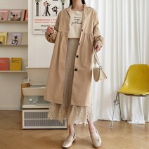 마롱패션 코트 롱 가을 폴리코 폴리 가벼운