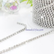 비즈라이프 큐빅 체인 촘촘 줄난 스톤 20cm 6mm평 지구볼, 1.5mm백금도금10m, 1개