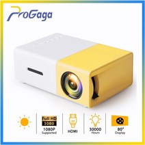 빔 프로젝터 업소용 가정용 휴대용 단초점 파티 스크린 시네마 캠핑 Progaga-YG300 프로 프로젝터 LED 미니, [02] US Plug