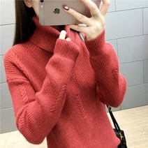풀오버니트 후드 목폴라 여성의류 이너티셔츠 겨울 가을 솔리드 무지 와이드 루즈핏 두꺼운 여자 이너니트 숏 1721624346