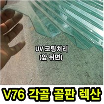 골판렉산 각골V76 1100 x 1800 폴리카보네이트 골판 PC 파고라 통행로 비막이 선라이트, 1100x2100, 투명