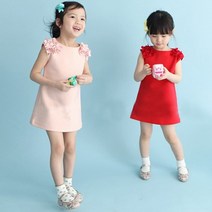 리퍼치스 여아용 플라워 나시미니원피스 아동 여름 나시티 여아동 핑크레드어깨꽃포인트 티셔츠