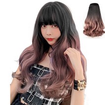 이쁘다샵 가발위드 옴브레 뉴스타일 웨이브 붙임머리 5피스 세트, 블랙 옴브레핑크50cm, 1세트