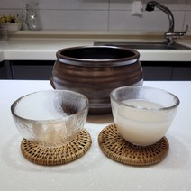 국산 빈센조 유리 막걸리잔 동동주잔 요거트볼 소스잔 유리 그릇2SIZE, 옹기주병1개