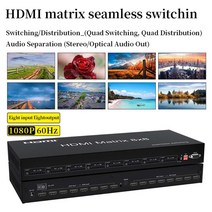 모니터 분배기 셀렉터 HDMI 매트릭스 스위처 비디오 스플리터 컴퓨터 접합 화면 제어 8 출력 1080p 60HZ, 496850