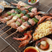 이브푸드 국내산 캠핑 두툼한 파닭꼬치 5꼬치 10꼬치, 100g, 10개