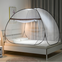 원터치 모기장 침대 1초 사각 텐트 폴딩 싱글 퀸 더블 킹 범퍼 접이식 간편 사이즈 캠핑용 텐트형 초대형 사이즈, 브라운, 심플 원터치