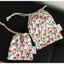 오로시기프트샵 플라워 스트링 파우치 레드 / 자체제작 파우치 / 생리대파우치 / 화장품파우치