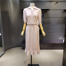 시슬리 NC09 V넥 벨트 니트 롱 원피스 SAKO37131