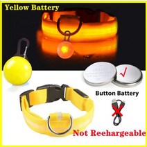 Usb 빛 개 목걸이 펜던트 Led 조명 밝은 작은 고양이 밤 컬러, XS Neck 28-38 CM, Yellow ButtonBattery