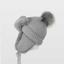 제이제이나인 겨울 방한 니트 털방울 귀달이 모자